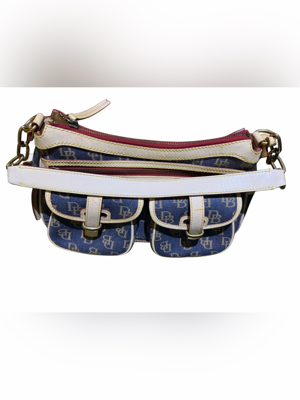 Dooney & Bourke Navy and Cream Shoulder Bag - Picture 8 of 8